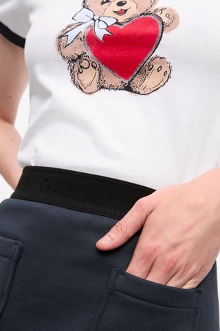 Gonna volant in cotone bio a vita alta - Navy - Ganni