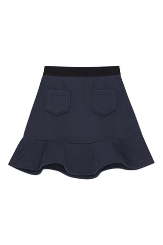 Gonna volant in cotone bio a vita alta - Navy - Ganni