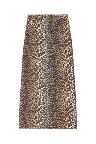 Gonna in jeans e cotone bio a vita alta - Beige e nero - Ganni