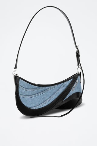Borsa a spalla in pelle di vitello - Blu e nero - Mugler
