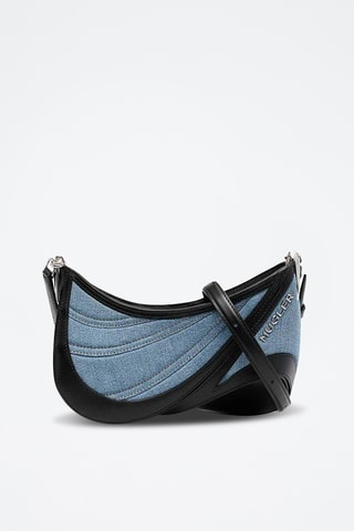 Borsa a spalla in pelle di vitello - Blu e nero - Mugler