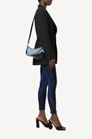 Borsa a spalla in pelle di vitello - Blu e nero - Mugler