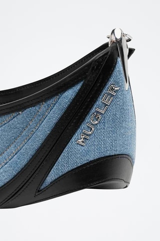 Borsa a spalla in pelle di vitello - Blu e nero - Mugler