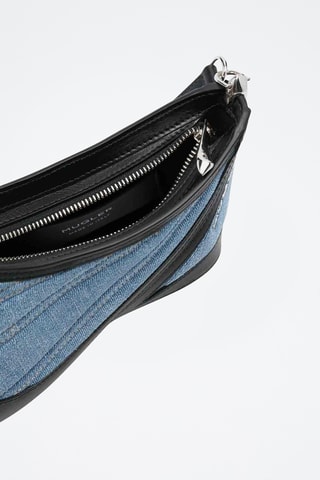 Borsa a spalla in pelle di vitello - Blu e nero - Mugler