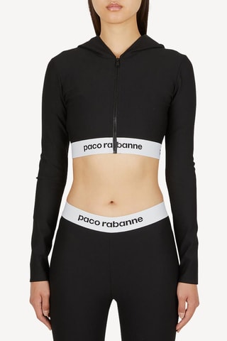 Crop top con cappuccio - Nero - Rabanne