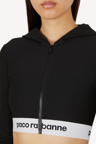 Crop top con cappuccio - Nero - Rabanne