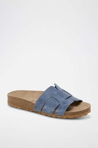 Mules en cuir - Bleu