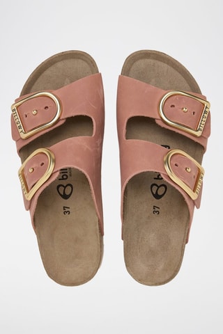 Mules com plataforma em couro - Rosa