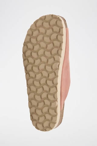 Mules com plataforma em couro - Rosa