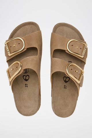 Mules com plataforma em couro - Camel