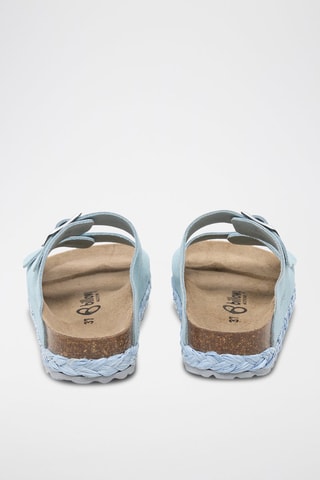 Mules com plataforma de nobuck - Azul-claro