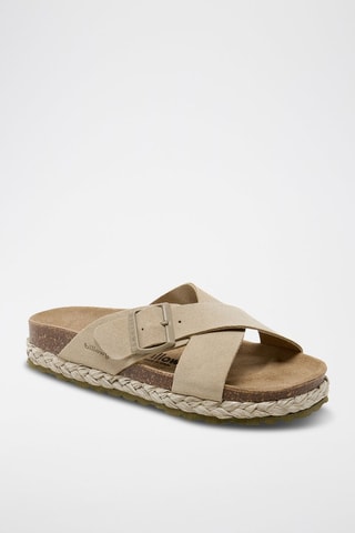 Mules com plataforma de nobuck - Caqui