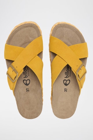 Mules com plataforma de nobuck - Amarelo
