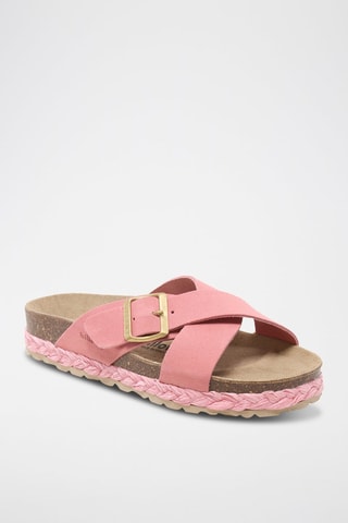 Mules com plataforma de nobuck - Rosa
