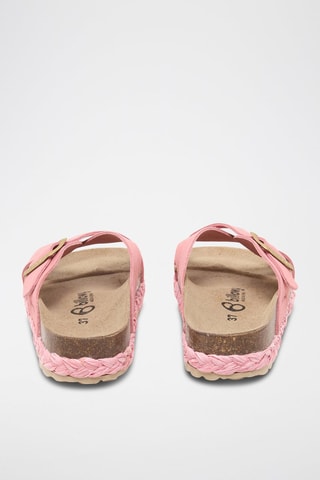 Mules com plataforma de nobuck - Rosa