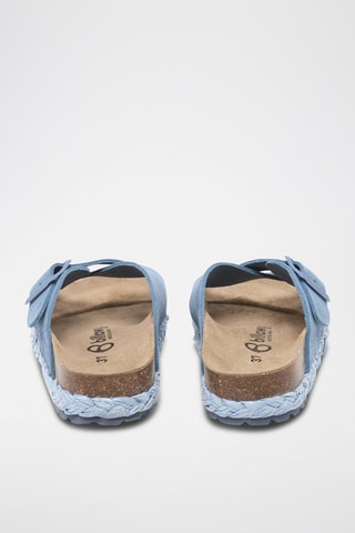 Mules com plataforma de nobuck - Azul