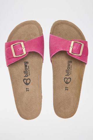 Mules en cuir - Fuchsia