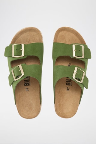 Mules com plataforma em nobuck - Verde