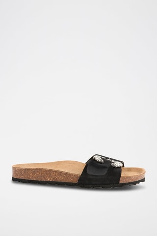 Mules em nobuck Rosso Preto