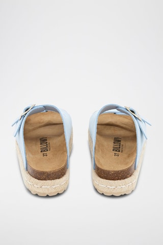 Mules com plataforma em nobuck - Azul