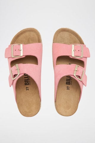 Mules com plataforma em nobuck - Rosa
