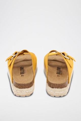 Mules com plataforma em nobuck - Amarelo