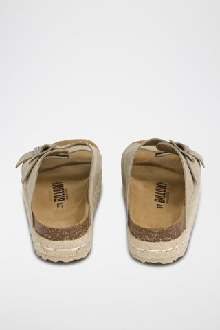 Mules com plataforma em nobuck - Caqui