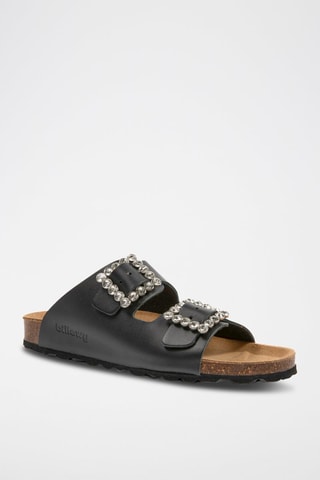 Mules em couro Rosso Preto