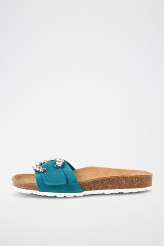 Mules em nobuck Rosso Turquesa