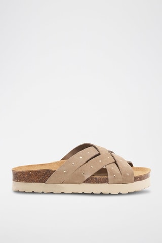 Mules en nubuck - Marron clair