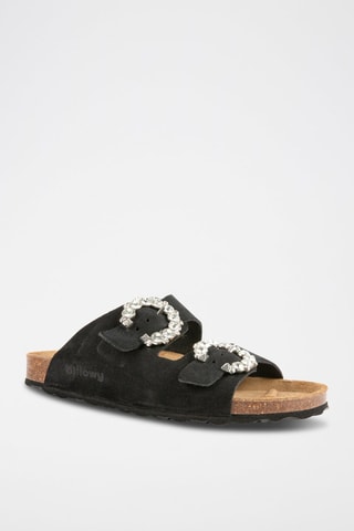 Mules em nobuck Rosso Preto