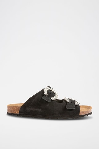 Mules em nobuck Rosso Preto