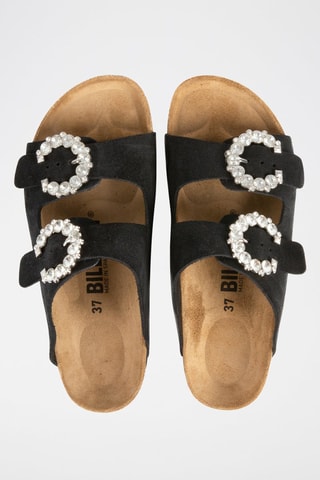 Mules em nobuck Rosso Preto