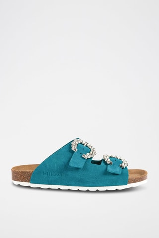 Mules em nobuck Rosso Turquesa