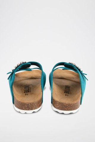Mules em nobuck Rosso Turquesa