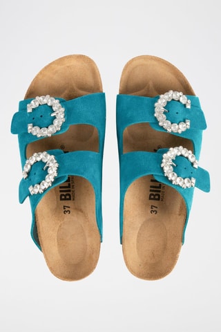 Mules em nobuck Rosso Turquesa