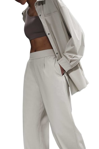 Pantalon ample taille haute - Ecru