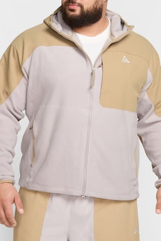 Veste polaire à capuche - Beige et blanc