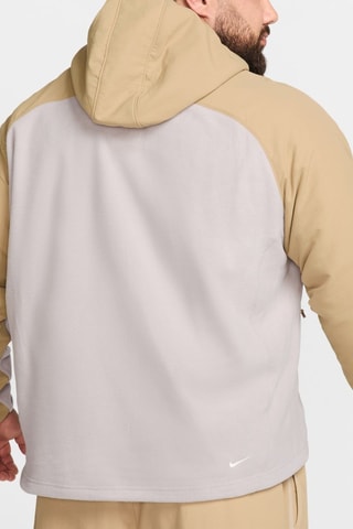 Veste polaire à capuche - Beige et blanc