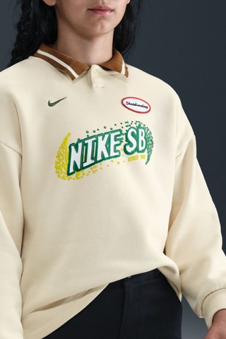 Polo de skate polaire Nike SB - Ecru et kaki