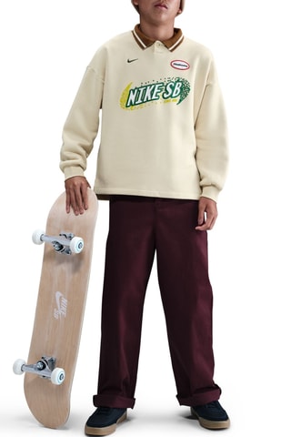 Polo de skate polaire Nike SB - Ecru et kaki