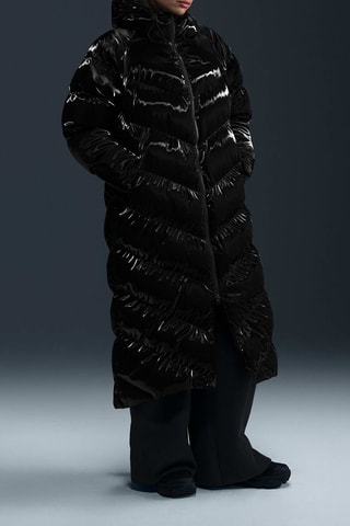 Doudoune longue à capuche - Noir