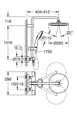 Colonne de douche avec mitigeur thermostatique - Vitalio Start Système