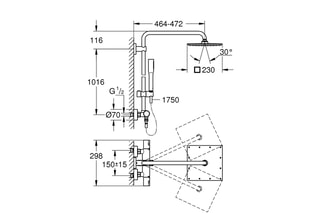 Colonne de douche avec mitigeur thermostatique Vitalio Joy XXL 230