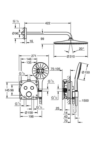  Set doccia a incasso Vitalio Rain Mono 310
