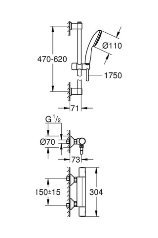 Set da parete Termostatico e saliscendi doccia Precision Start