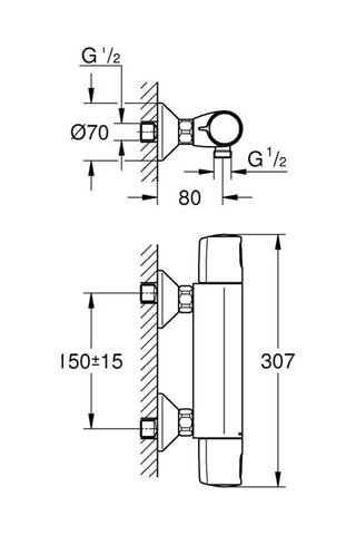 Miscelatore doccia termostatico da parete Precision Trend