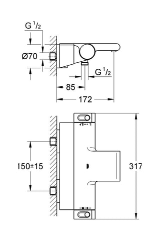 Miscelatore termostatico da parete bagno-doccia Grohterm 2000