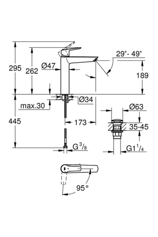Miscelatore lavabo con bocca alta e tappo clic-clac Start