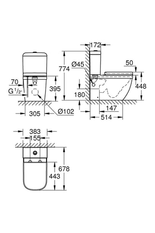 Pack WC au sol sans bride Euro Ceramic